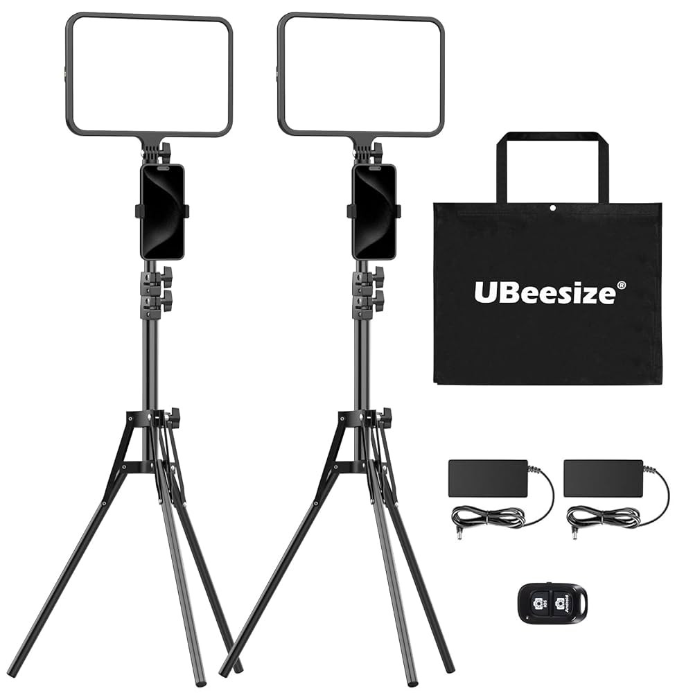 UBeesize 2 Pack LED Video Light Kit, Photography Lighting, 13" Studio Lights with 65" Tripod Stan... | Amazon (US)