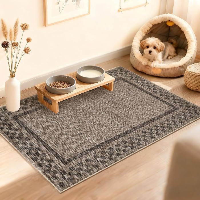 Small Area Rug 2x3 Modern Checkered Entry Rug Solid Color Scalloped Kitchen Rugs Washable Bedroom... | Amazon (US)