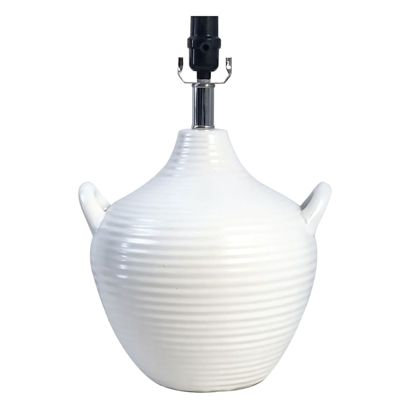 Honeybloom White Ribbed Ceramic Handle Accent Lamp, 16.5" | At Home