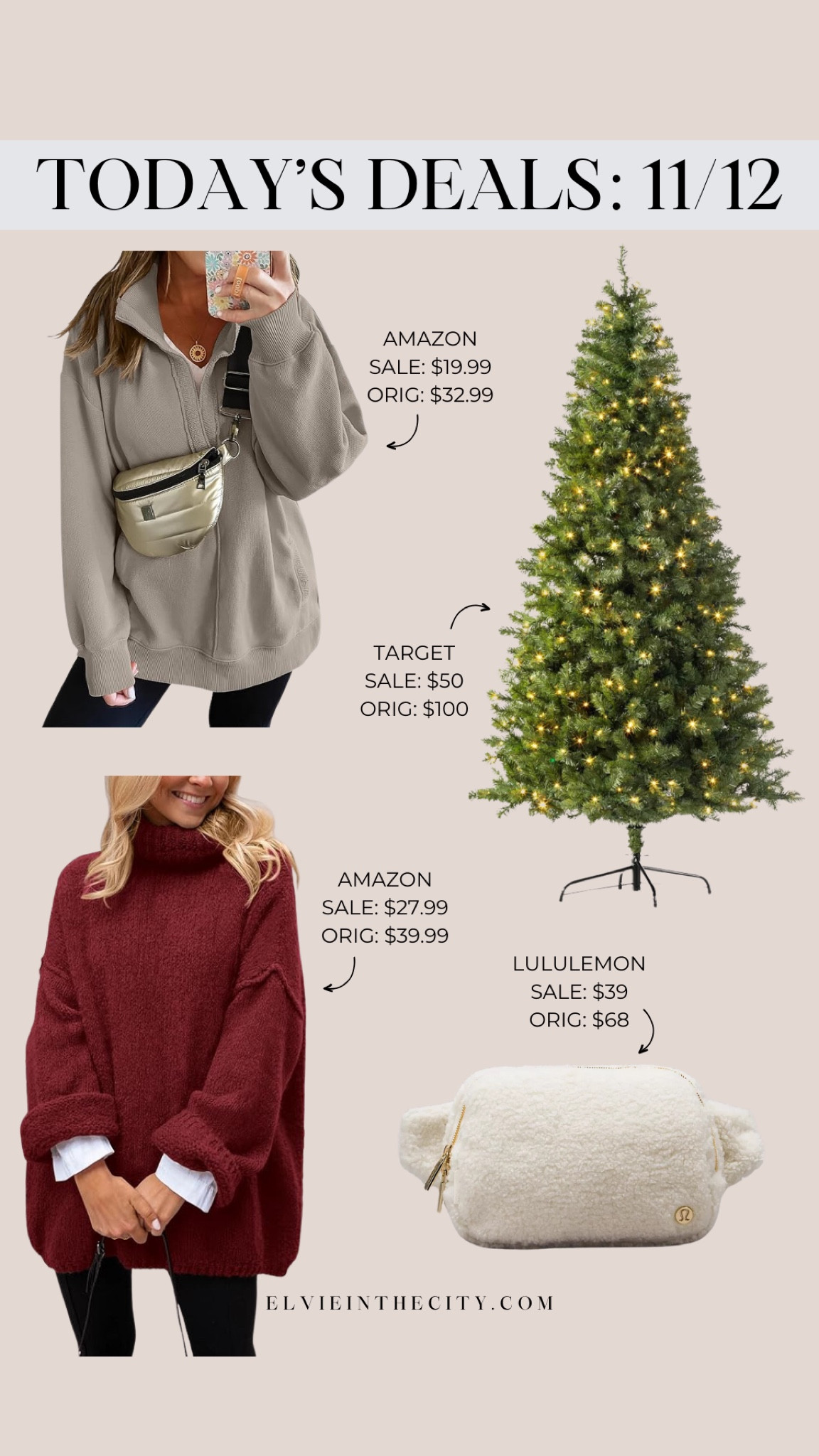 Today’s deals include pullover v-neck sweatshirt from Amazon, a 7.5 foot pre-lit Christmas tree from Target, an oversized knit sweater from Amazon, and a fleece belt bag from Lululemon.

Ootd, fall outfit, fall sweater, fashion over 50, fashion over 40, deal of the day, Christmas decorations, gifts for her

#LTKStyleTip #LTKFindsUnder50 #LTKSaleAlert