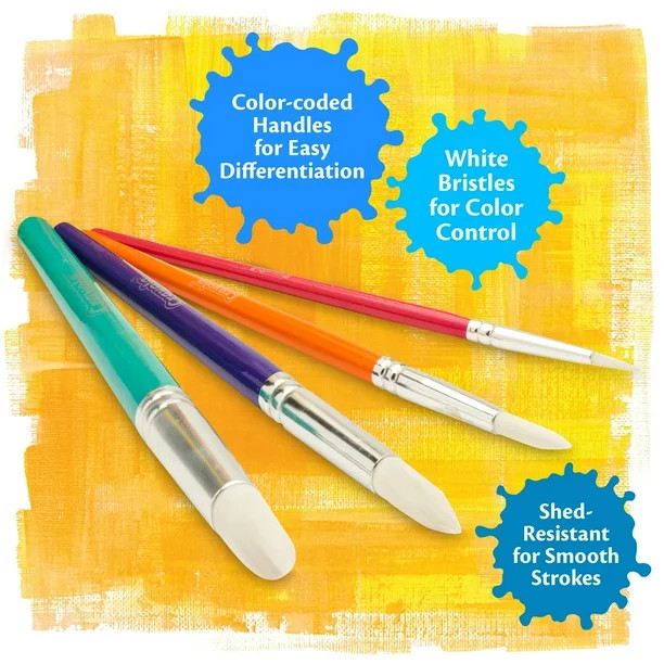 Crayola Round Soft Bristle Paint Brush Set in Various Sizes, 4 Count | Walmart (US)