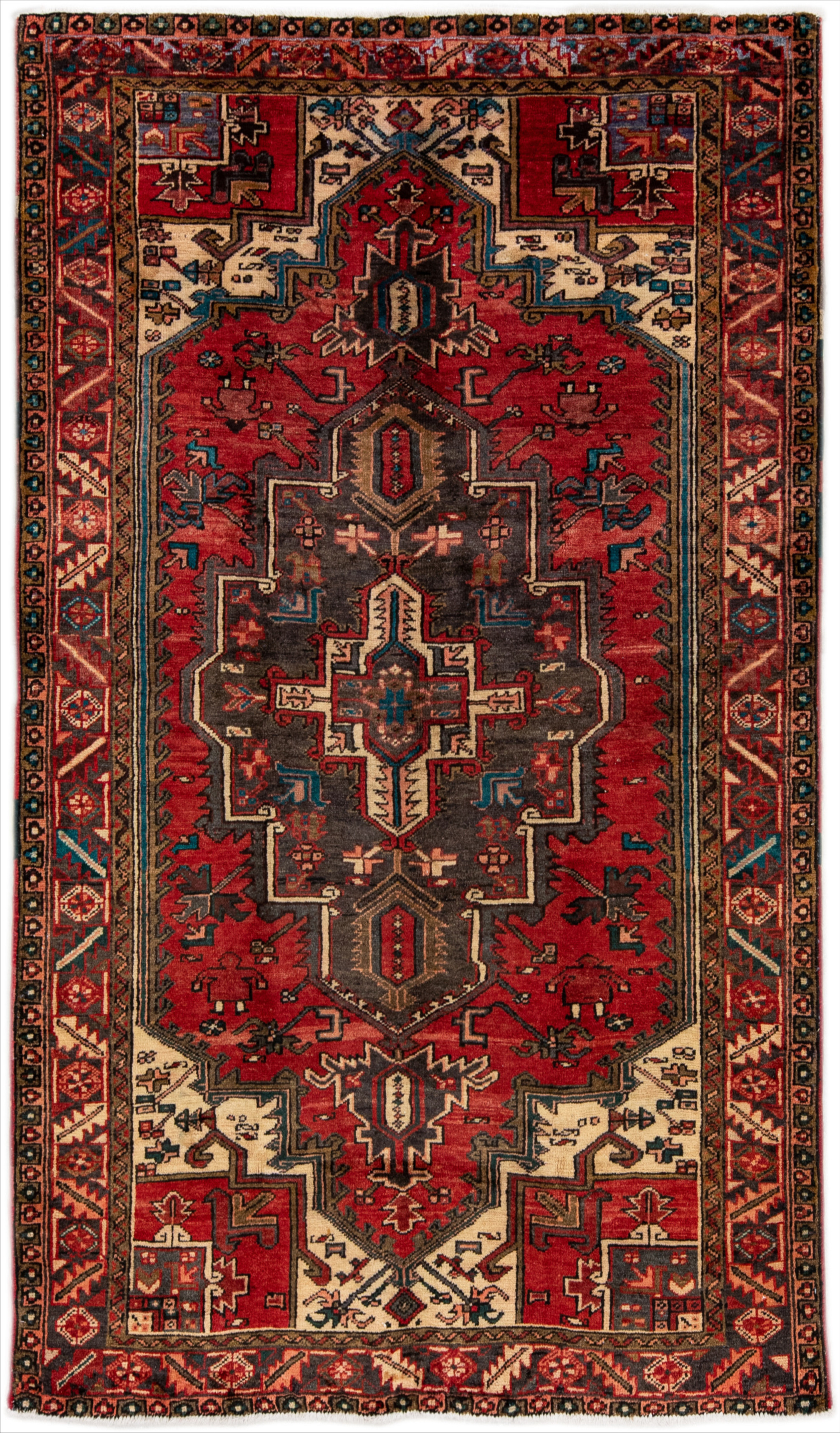 Vintage Handmade Ivory All Over Wool Rug - Apadana - Red - Red | Floor Covering, Carpet, Mat, Area Rug - Hand Knotted | One Kings Lane