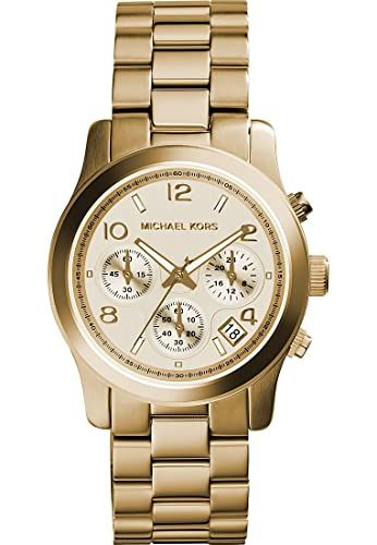 Michael Kors Women's 38.00mm Quartz Watch with Champagne Analogue dial and Gold Metal Strap MK505... | Amazon (UK)