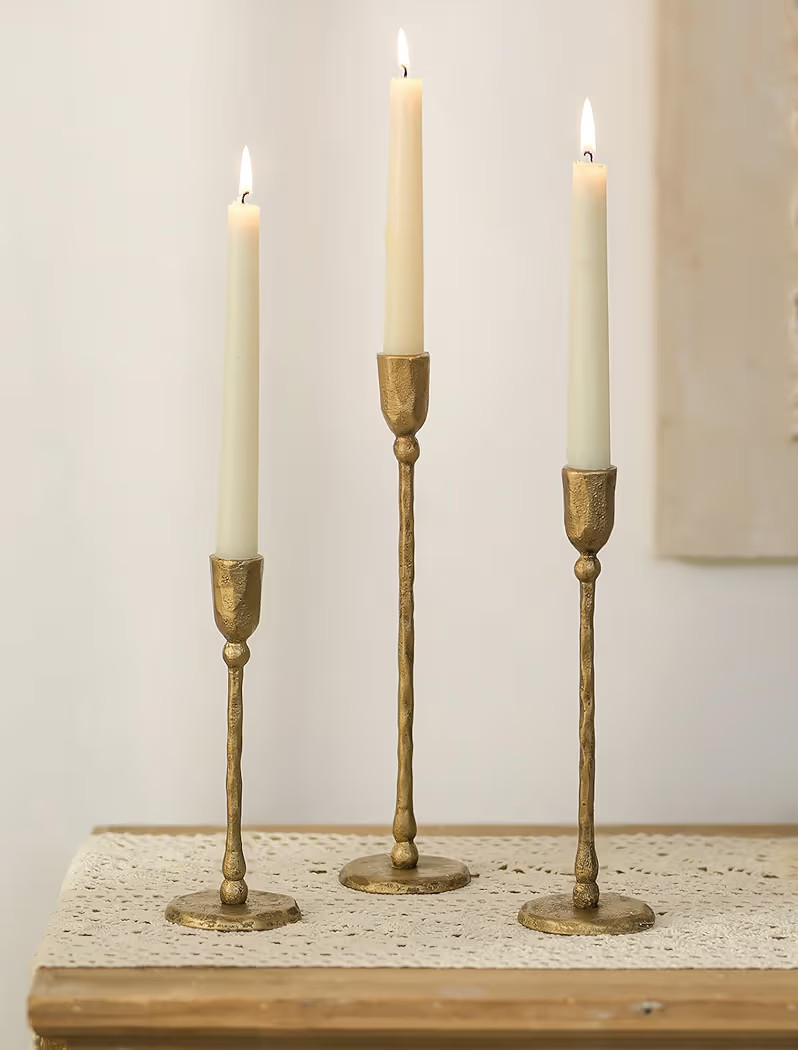NUPTIO Iron Taper Candle Holders: Antique Brass Candlestick Holder for Thanksgiving Christmas Par... | Amazon (US)