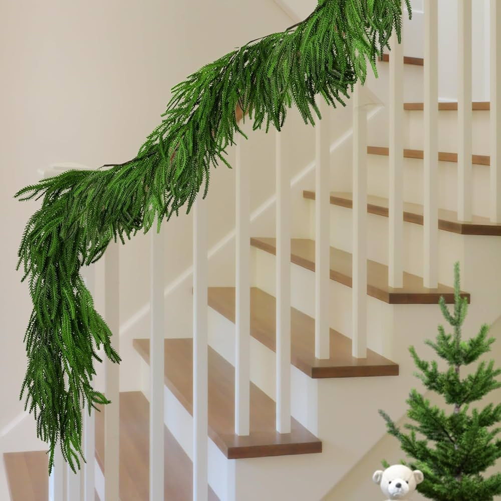 6 Ft Christmas Norfolk Pine Garland- Dense Norfolk Pine Realistic Touch Garland- Artificial Pine ... | Amazon (US)