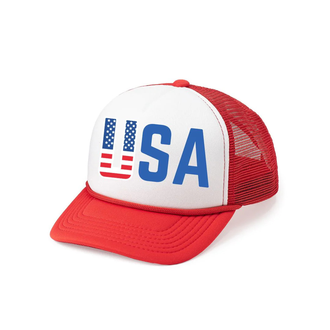 Patriotic USA Trucker Hat - Red/White | Sweet Wink