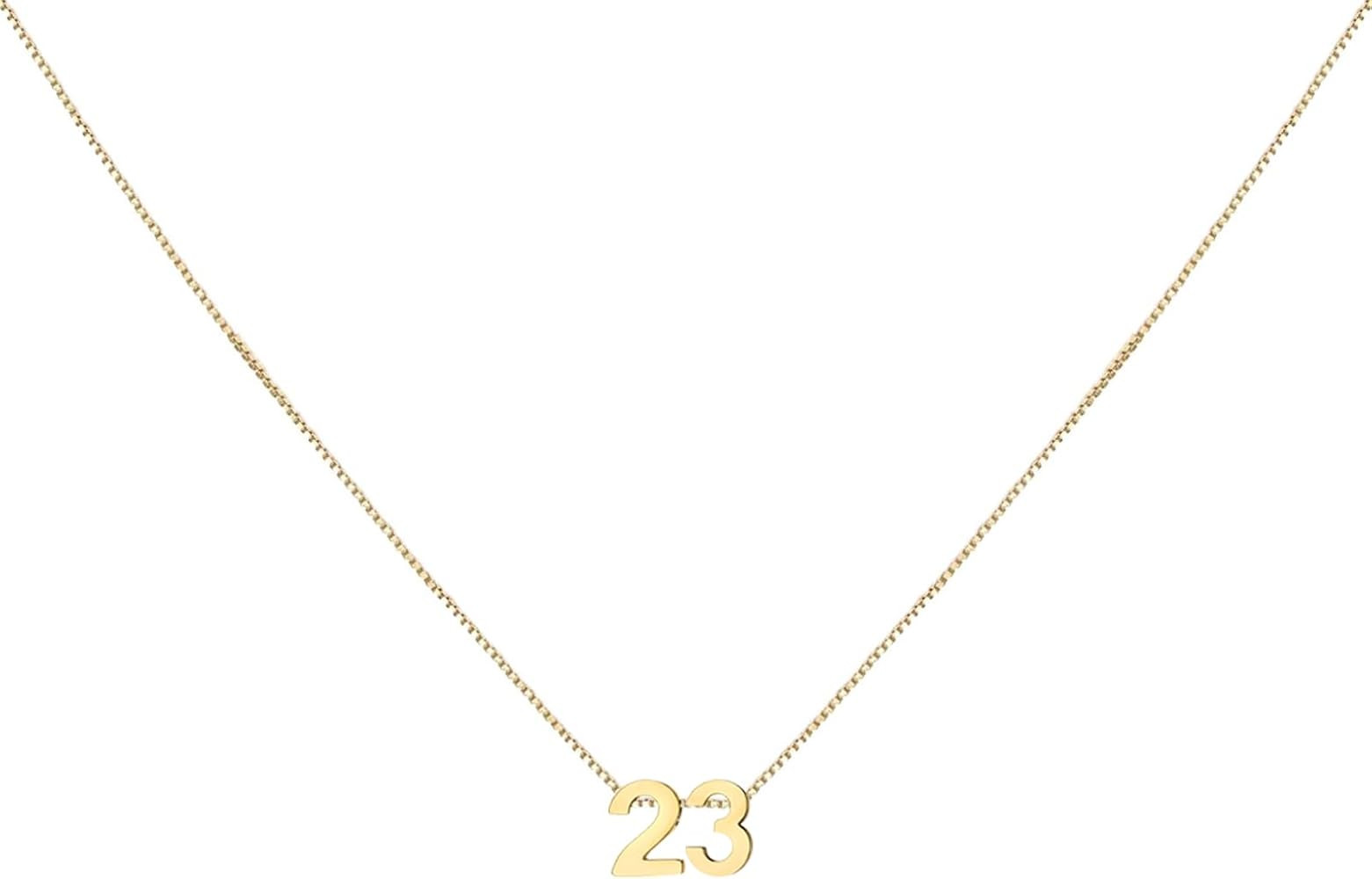 Gold Number Necklace for Women 18K Gold Plated Small Cute Pendant with Box Chain Choker Necklace ... | Amazon (US)