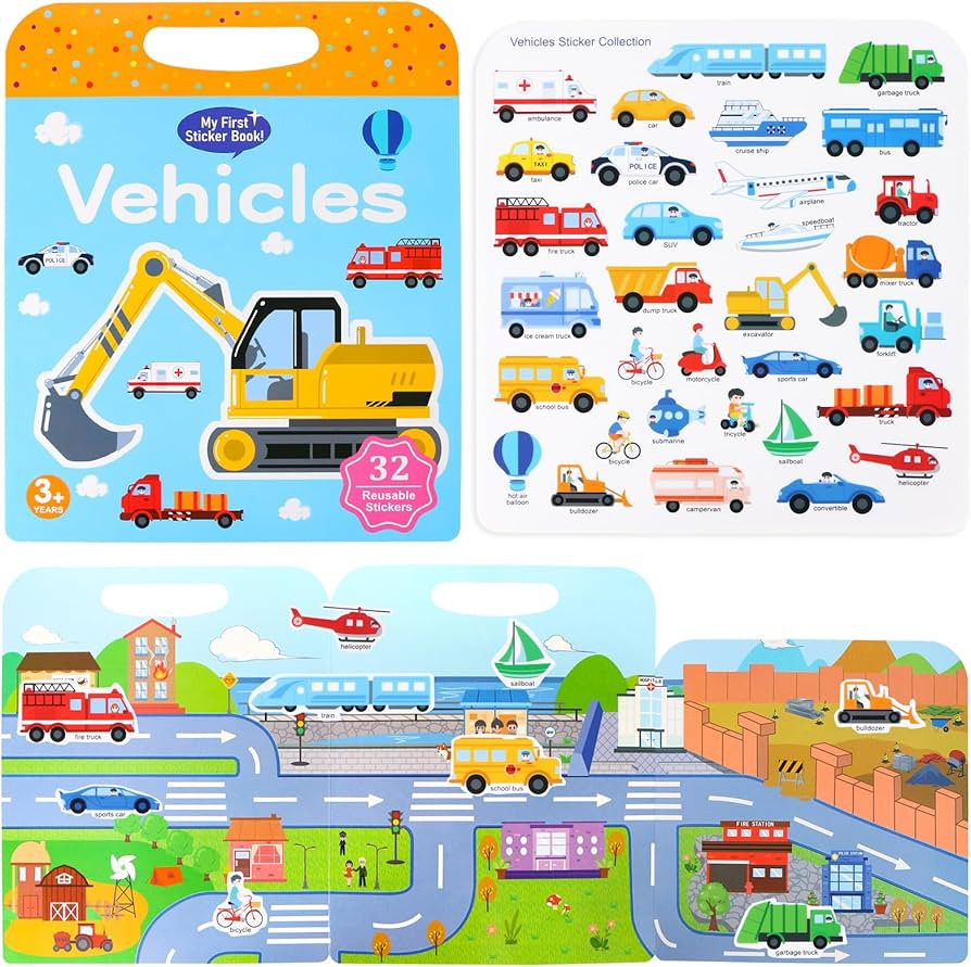 Reusable Sticker Books for Kids, Visfun Jelly Quiet Book Fun Travel Stickers Waterproof Toddler S... | Amazon (US)