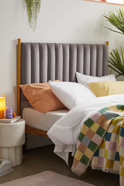 Corinne Velvet Pleated Headboard | Urban Outfitters (US and RoW)