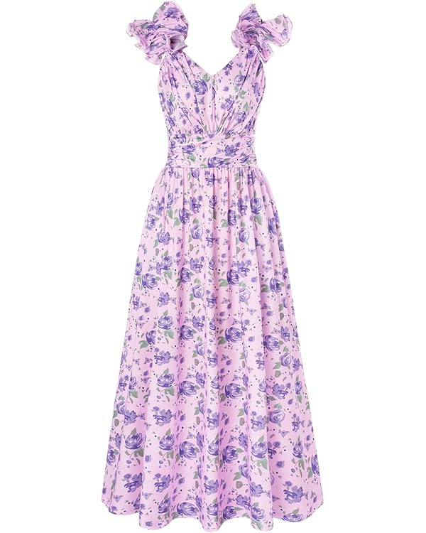 GRACE KARIN 2025 Women's Summer Floral Print Dress Sleeveless Casual Flowy Sundress A Line Ruffle... | Amazon (US)