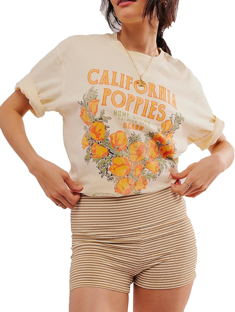 Women Oversized Strawberry Short Sleeve Tee Shirt | Amazon (US)