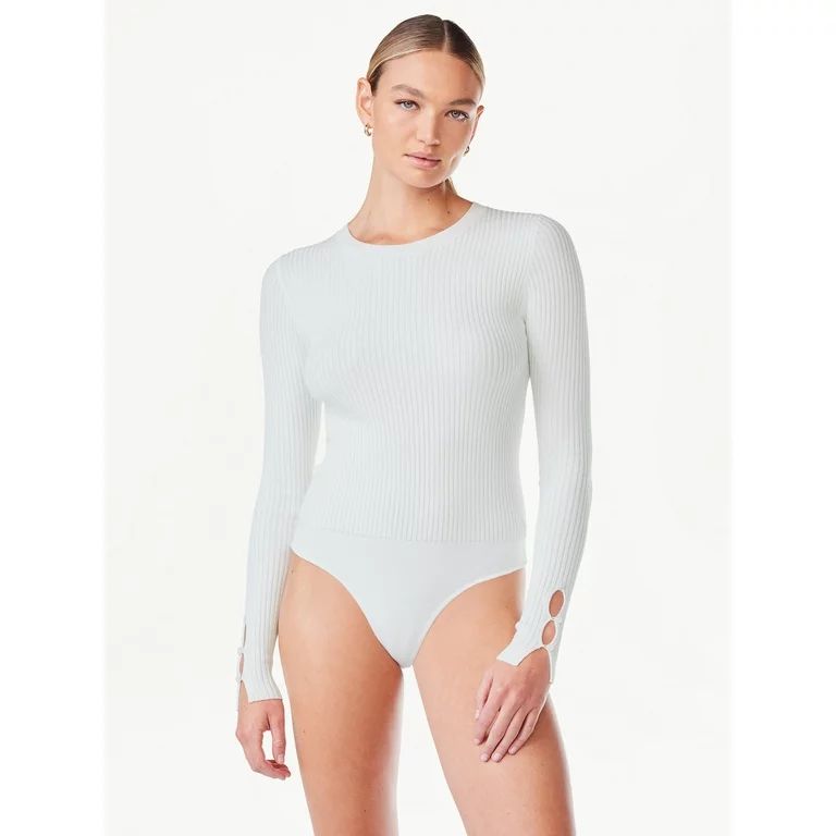 Scoop Women's Ribbed Knit Sweater Bodysuit with Long Sleeves, Sizes XS-XXL | Walmart (US)
