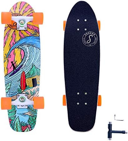 28" Mini Cruiser-Skateboards for Kids-Teens Adults-Beginners -Complete Short Board with 7 Layer C... | Amazon (US)