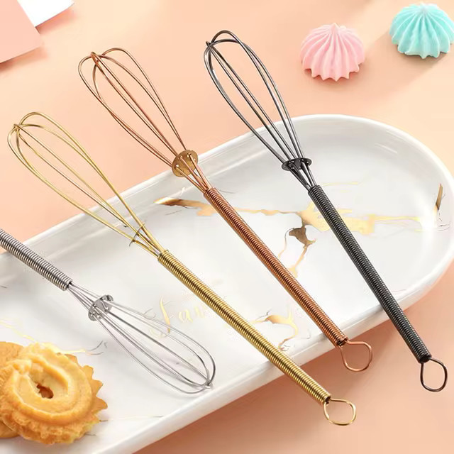 Aço inoxidável mini tamanho batedor de ovo mão ouro multifuncional misturador cozimento bolo f... | Ali Express BR
