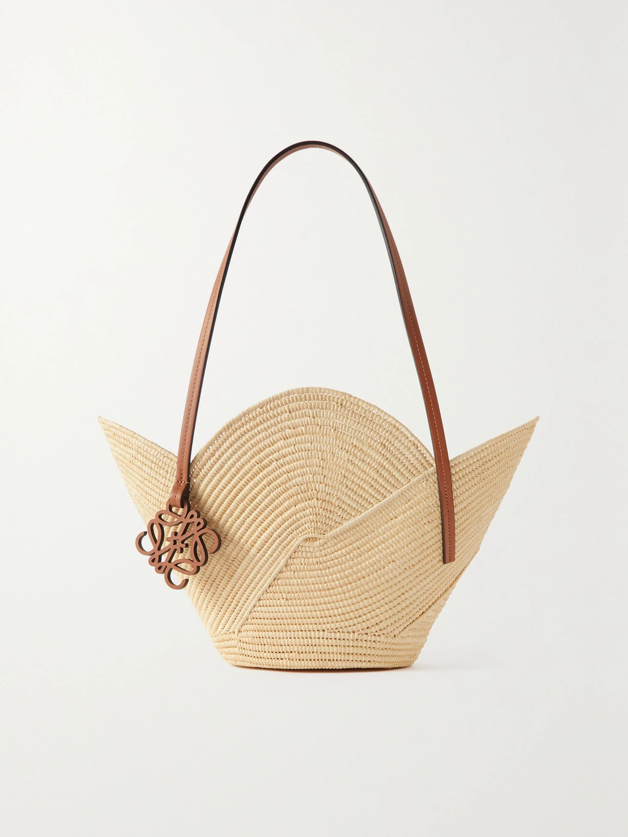 Loewe - + Paula's Ibiza Petal Basket Leather-trimmed Raffia Tote Bag - Tan | NET-A-PORTER (UK & EU)