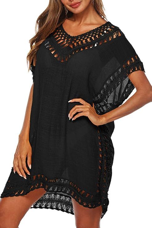 Adisputent Womens Swimsuits Cover Ups Crochet Chiffon Beach Cover Bathing Suit Bikini Wear Coveru... | Amazon (US)