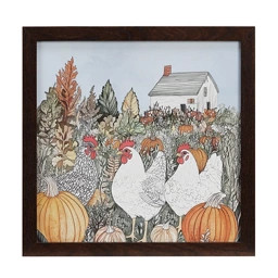 Red Shed 12 in. Framed MDF Wall Art, Chicken & Pumpkin | Tractor Supply