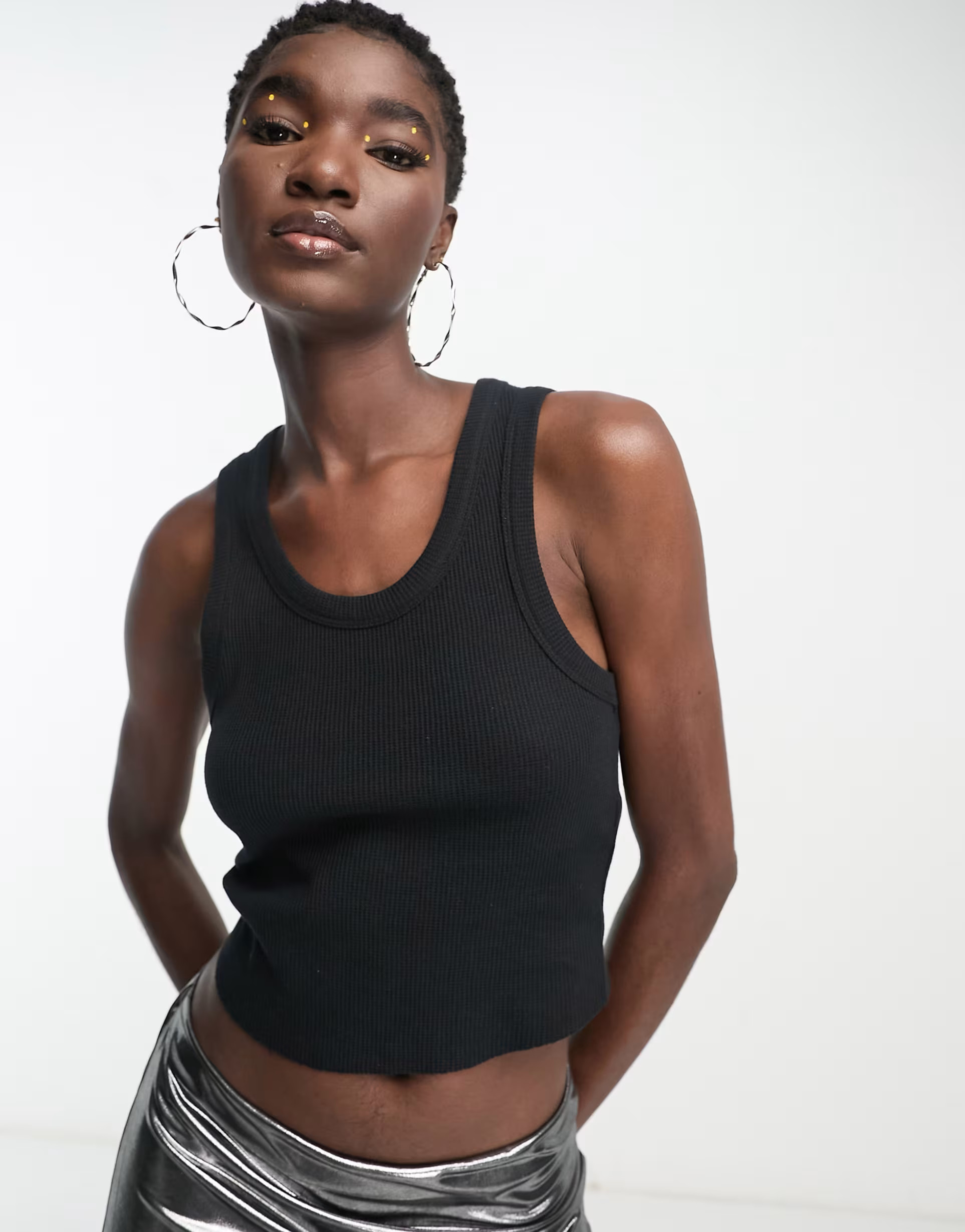 COLLUSION waffle vest top in black | ASOS (Global)