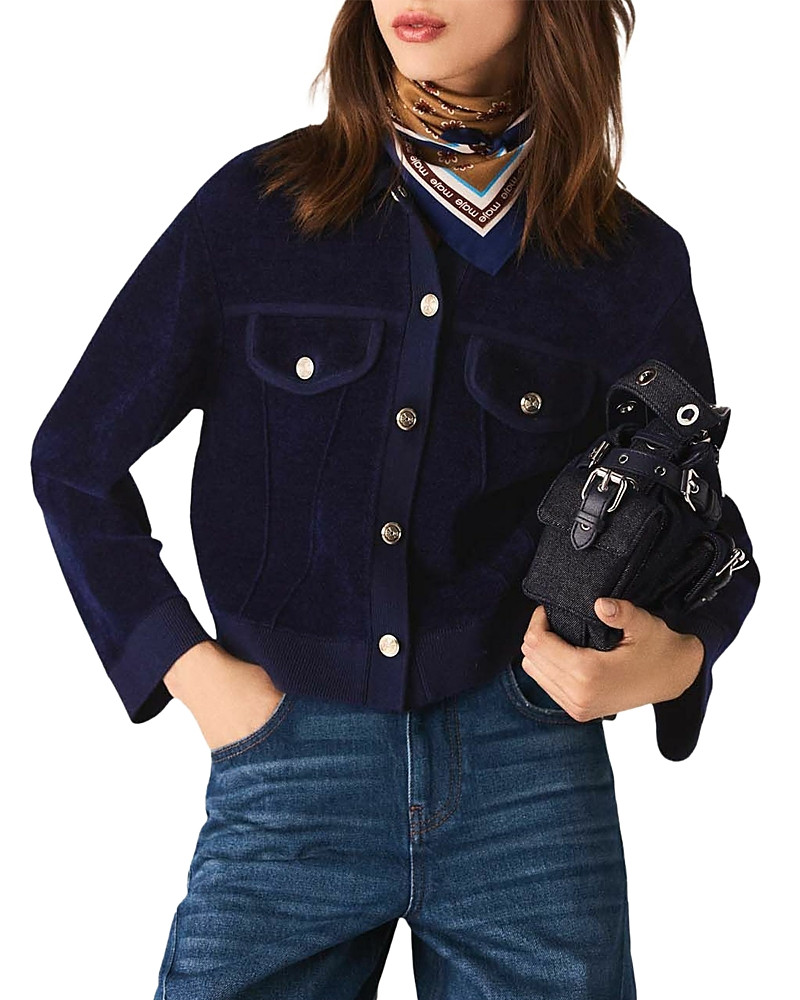 Maje Cropped Velvet Cardigan Jacket | Bloomingdale's (US)