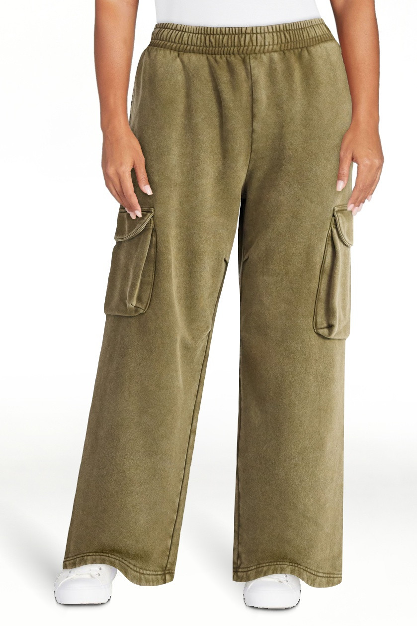 Scoop Women’s Mineral Washed Wide Leg Cargo Sweatpants, Sizes XS-XXL - Walmart.com | Walmart (US)