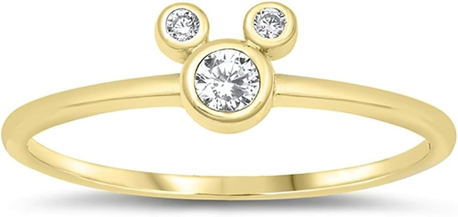 CloseoutWarehouse Bezel Clear Cubic Zirconia Mouse Ring 925 Sterling Silver (Comes in Colors and ... | Amazon (US)