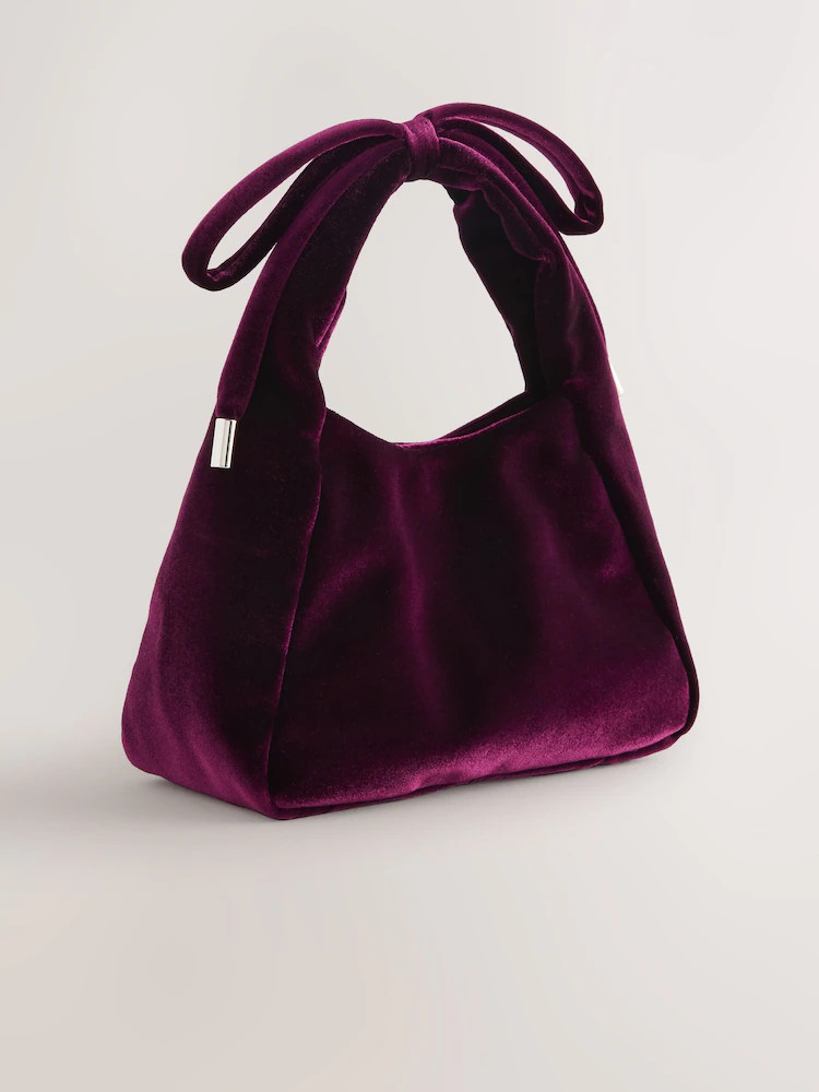 Burgundy Red Velvet Bow Mini Top Handle Bag | Next EU