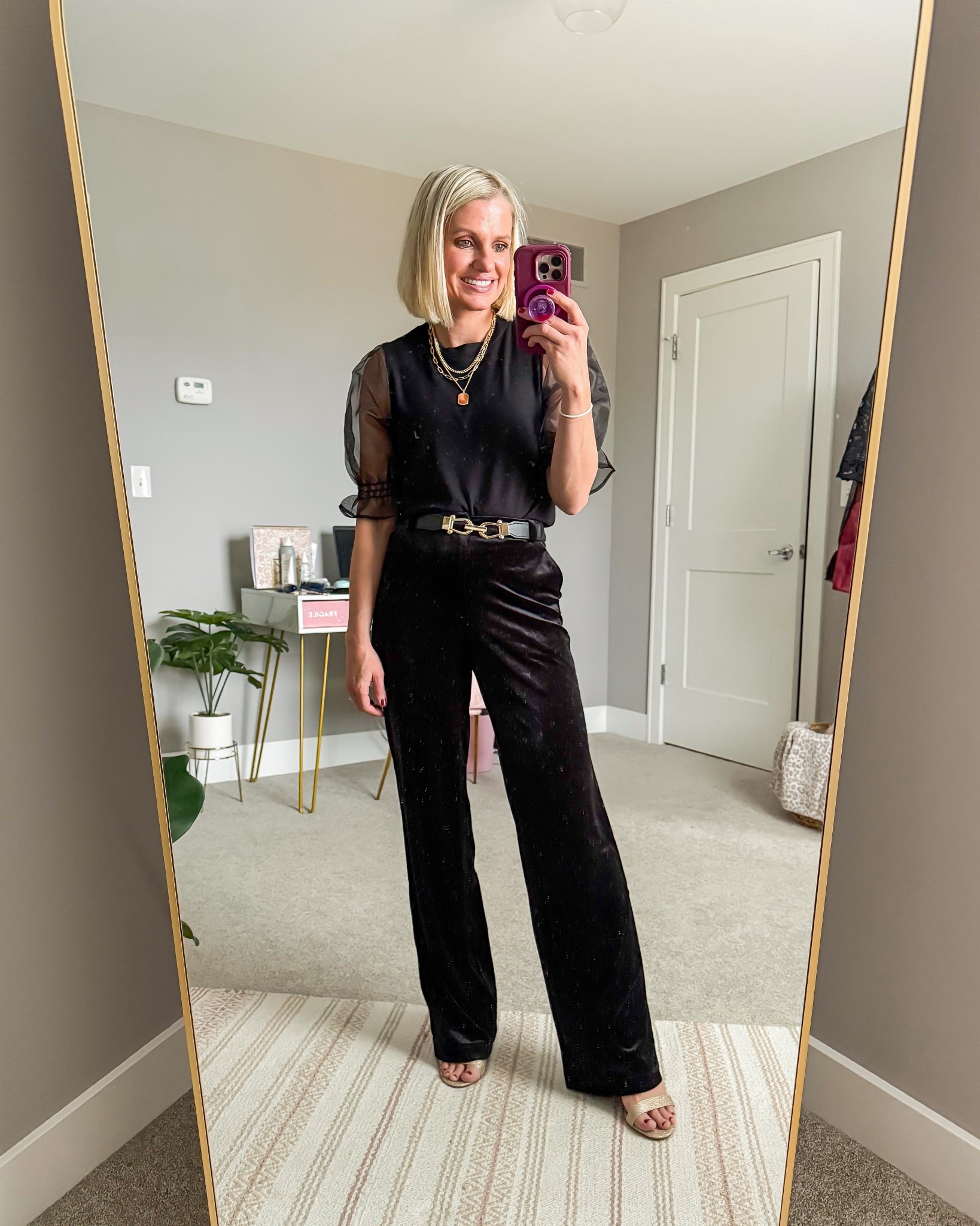 Holiday outfit with velvet pants! These velvet pants are so comfortable! The perfect option if you want to dress up for the holidays but still be comfortable! Pants- xxsmall || top- xxsmall Gibsonlook code: THRIFTYWIFE10

#LTKSeasonal #LTKHoliday #LTKPetite