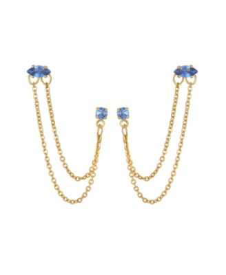 Ettika 18K Gold Plated Brass Double Pierced Earrings - Blue | Macy's