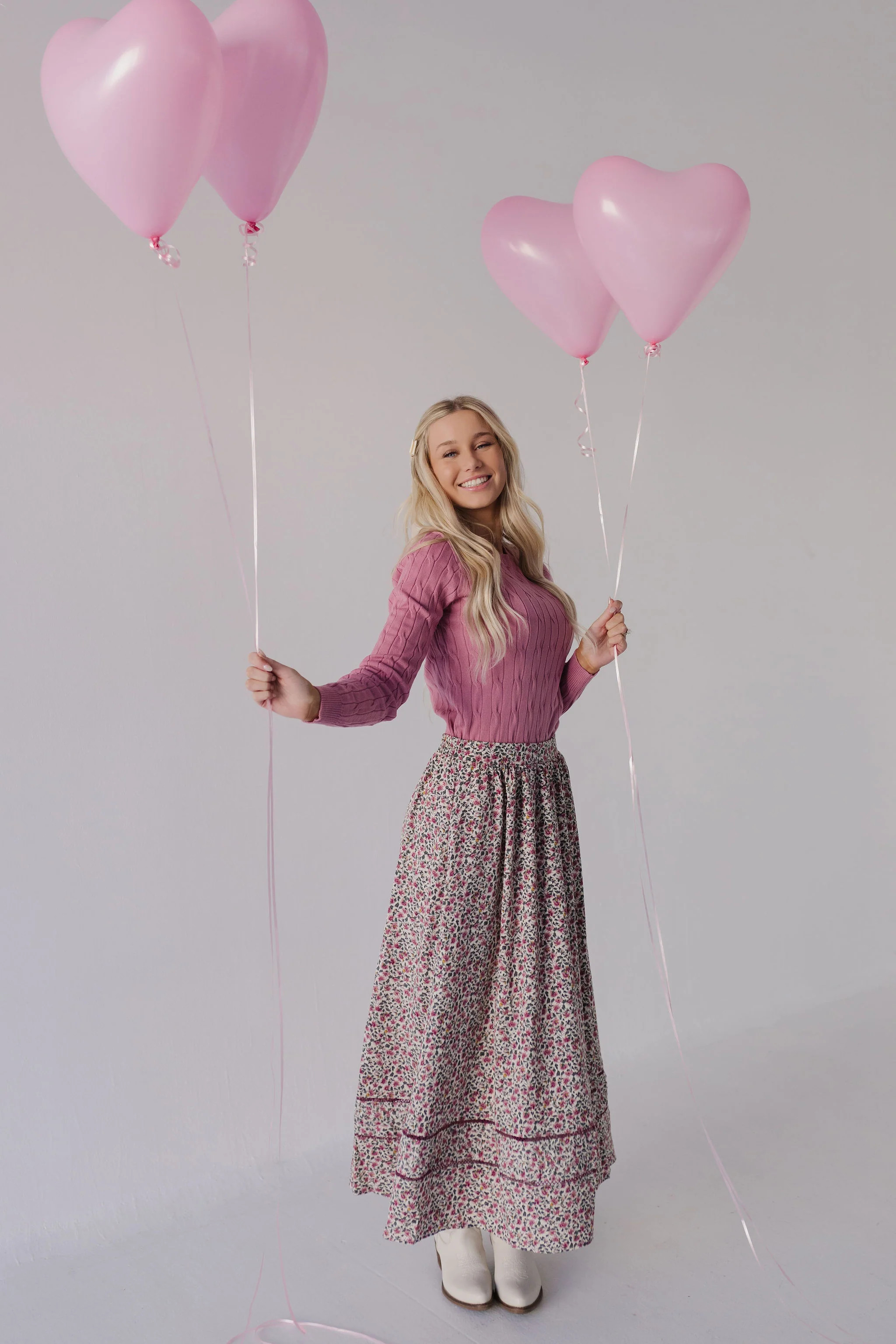 THE SERENITY FLORAL MAXI SKIRT IN CREAM | Pink Desert