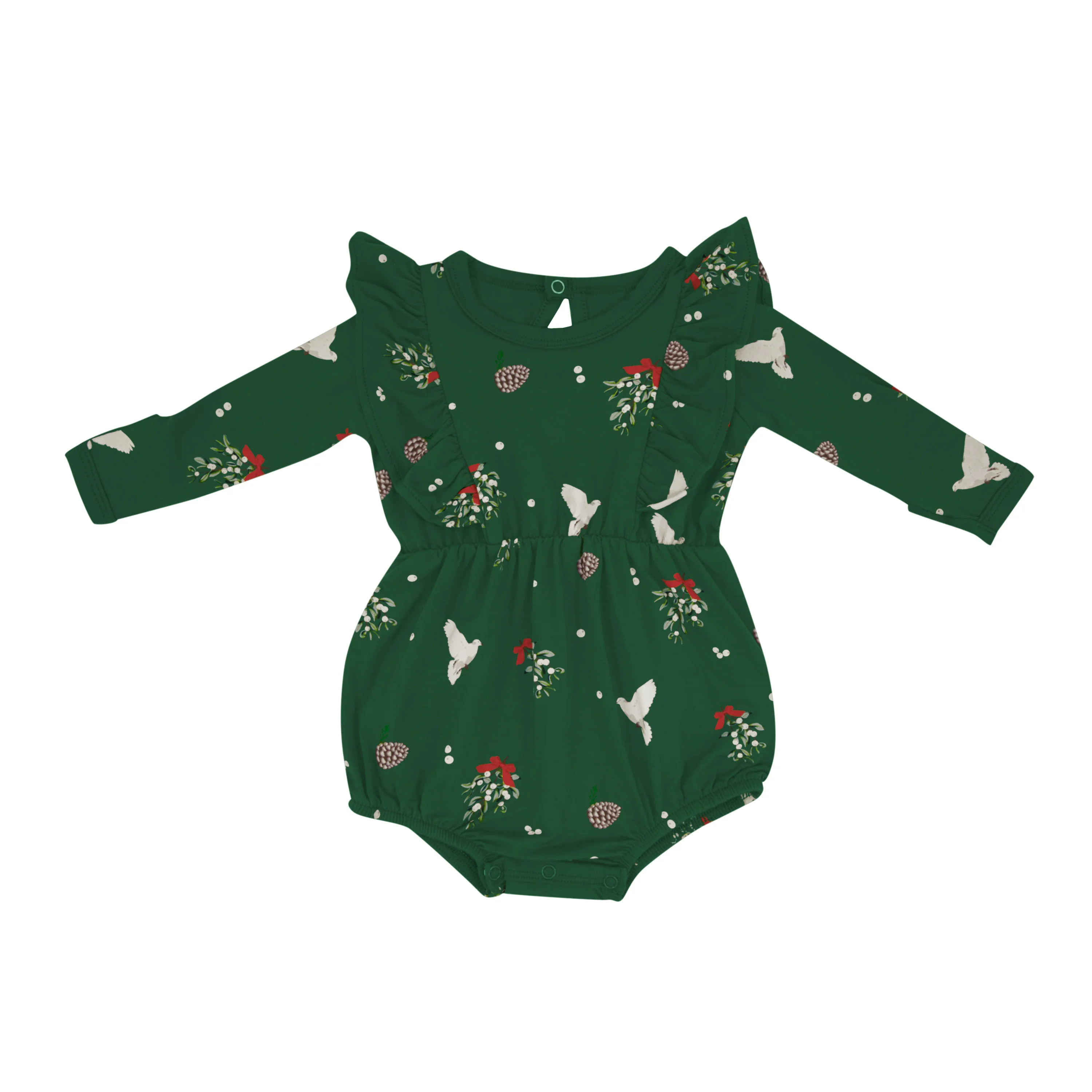 Long Sleeve Bubble Romper in Mistletoe | Kyte BABY