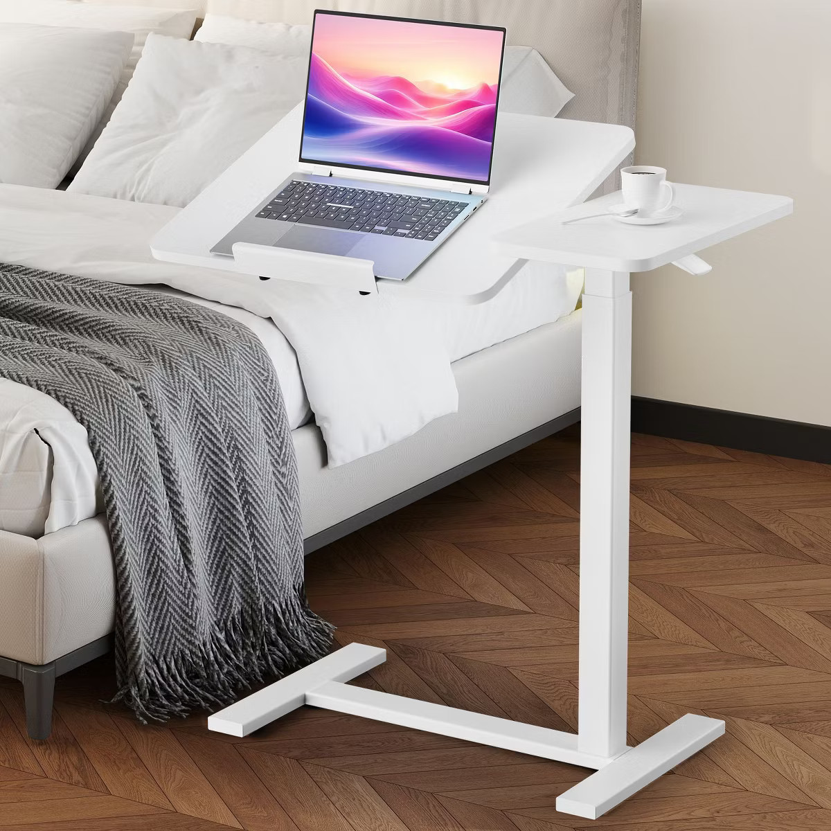 JIONJOY Adjustable Overbed Table - 29.5"-43.3" Gas Spring Tilt Desk with 360° Wheels, Steel Fram... | Target