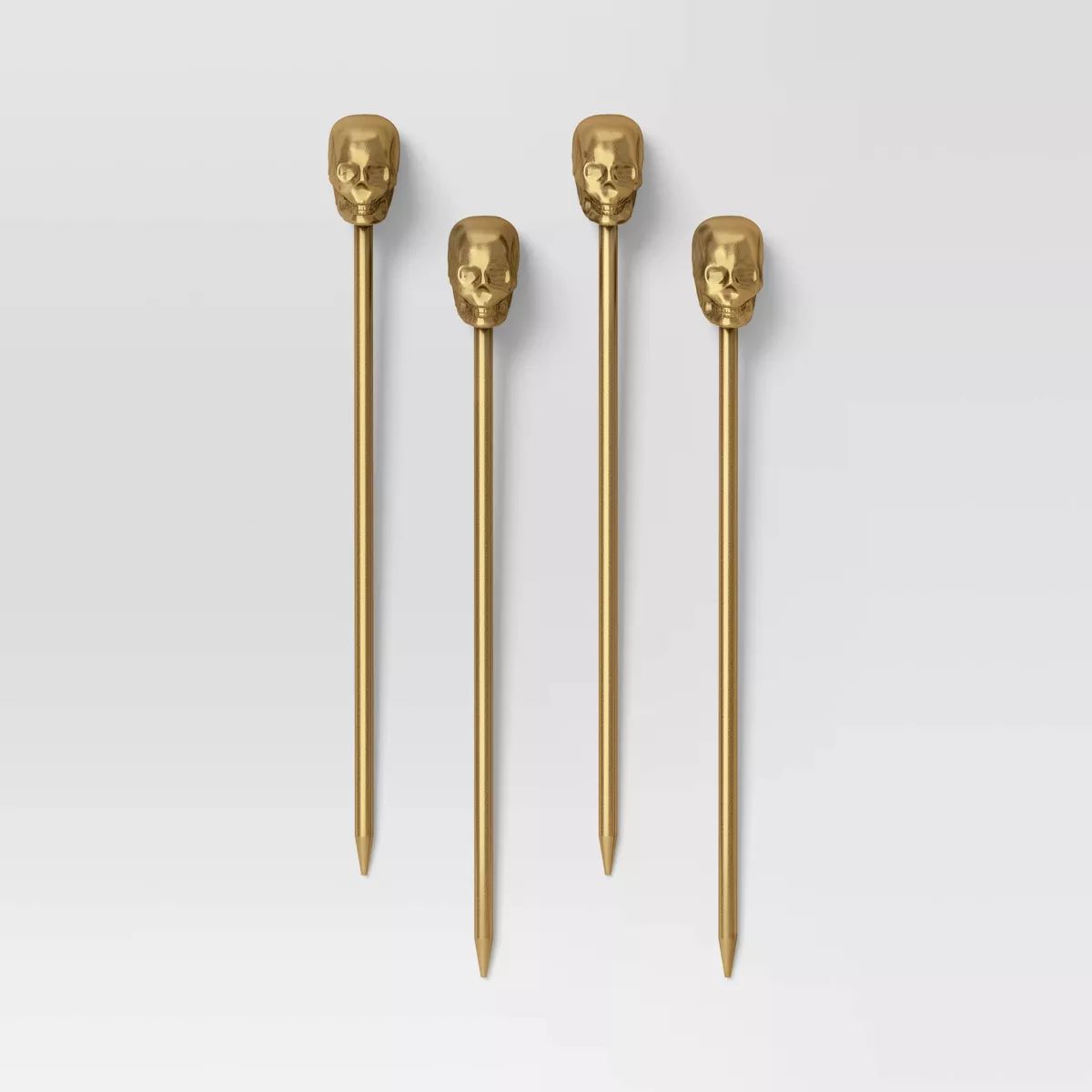 4pc Halloween Skull Cocktail Stirrers Gold - Threshold™ | Target