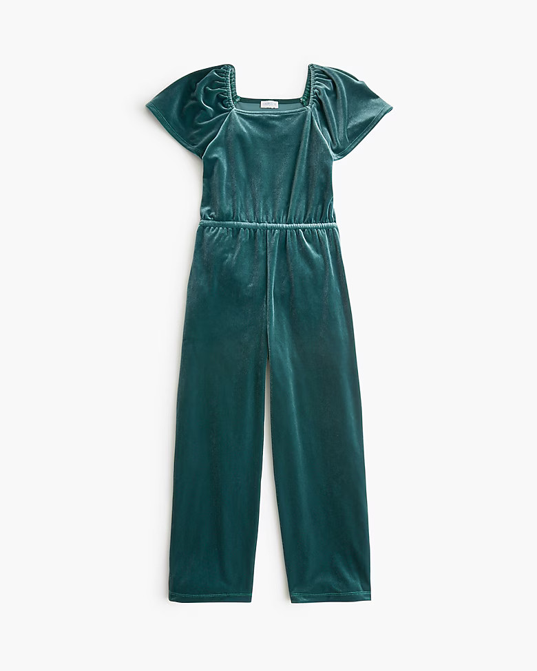 Girls' velvet flutter-sleeve jumpsuit | J.Crew Factory