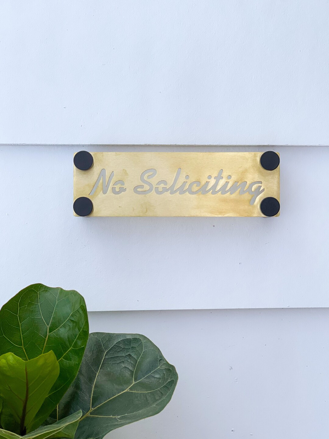 Midcentury Metal No Soliciting Sign, Brass No Solicitor Sign, Cut Metal Soliciting Sign - Etsy | Etsy (US)
