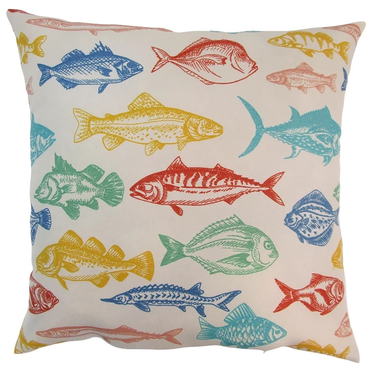 Mainstays 16" x 16" Reversible Decorative Outdoor Throw Pillow, Mulitcolor Fish | Walmart (US)