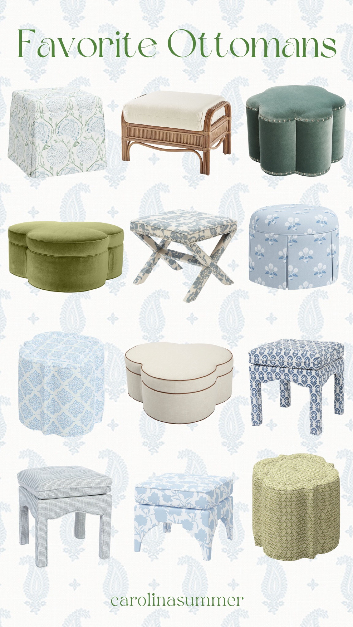 Favorite Ottomans -

Ottomans, furniture, home decor, home furniture, accent furniture, living room 

#LTKhome #LTKstyletip