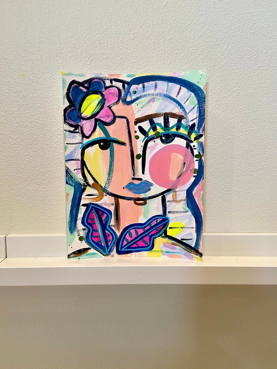Abstract Portrait Painting Face Art Boho Wall Decor Abstract Painting of Woman Wall Art Colorful ... | Etsy (US)