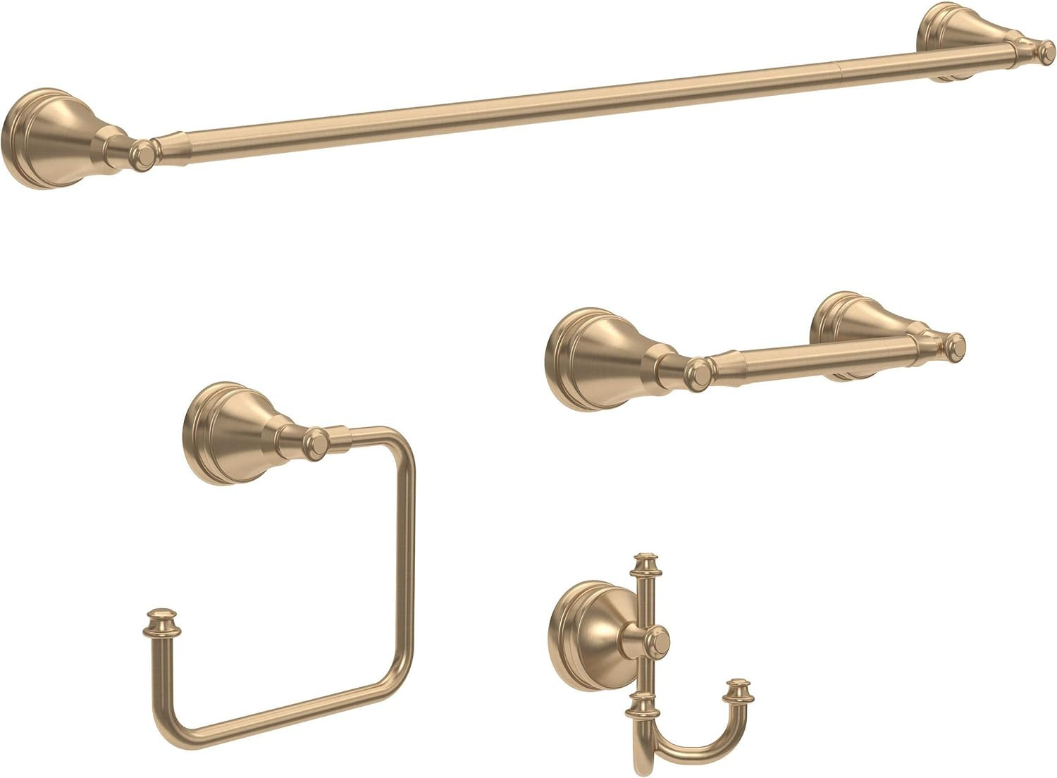 Delta Mylan 4-Piece Bathroom Set Champagne Bronze 18" Towel Rack, Toilet Paper Holder, Hand Towel... | Amazon (US)