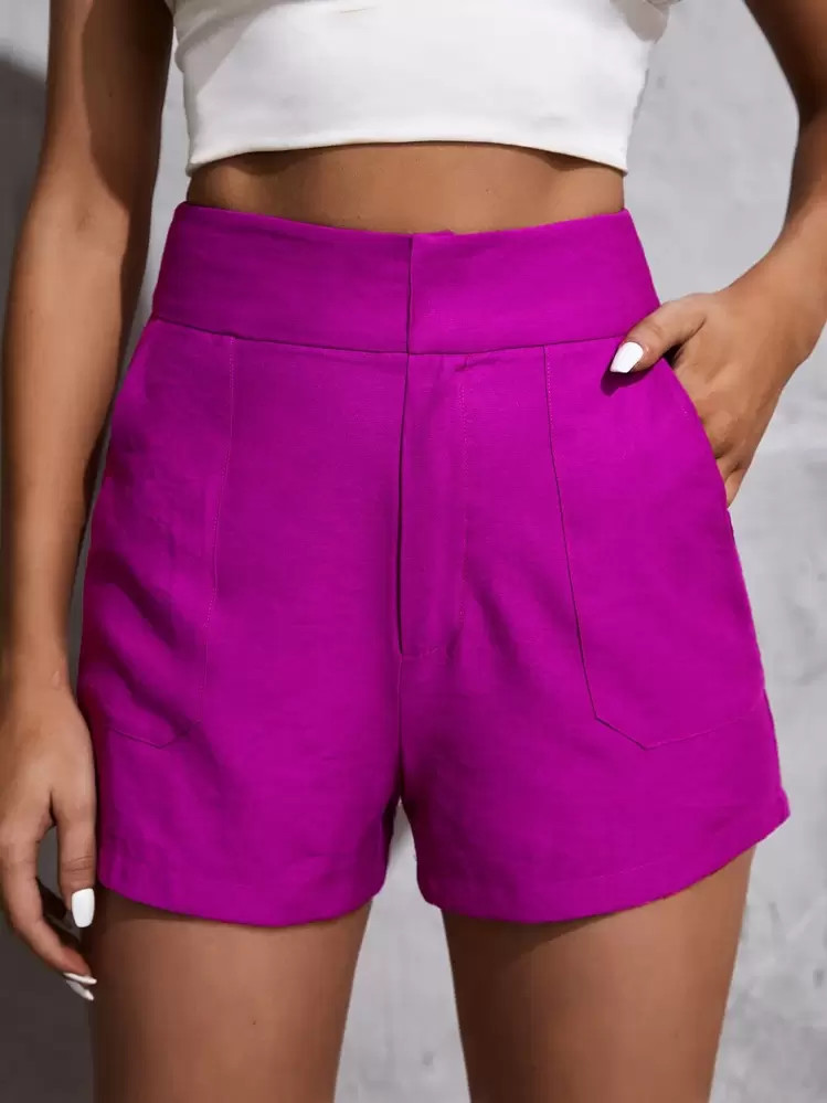 SHEIN Essnce High Waist Slant Pocket Shorts | SHEIN