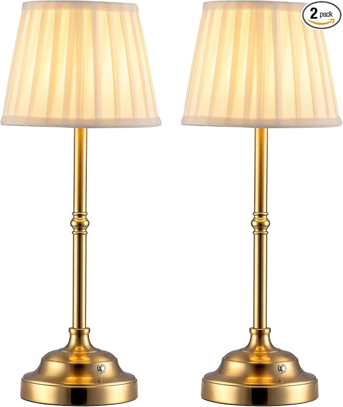 KDG Cordless LED Table Lamp Set of 2, Portables Fabric Shade Desk Lamps, 4000mAh Rechargeable Bat... | Amazon (US)