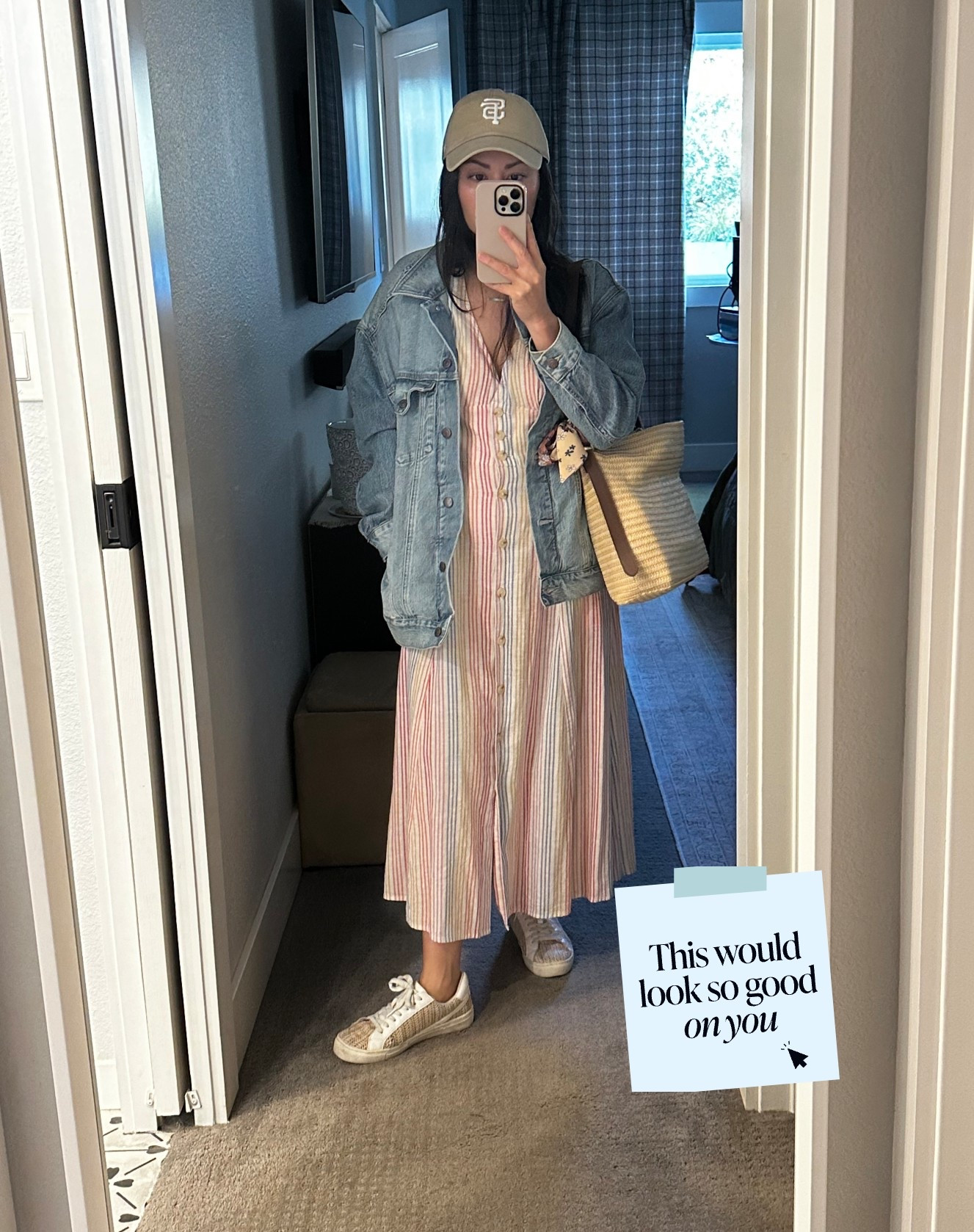 Sunny and 70 degrees in November, perfect for my son’s baseball game today.
OOTD: Marine Layer dress with pockets, oversized denim jacket, baseball cap and basketweave tennis shoes .

#LTKPetite #LTKOver40 #LTKFindsUnder100