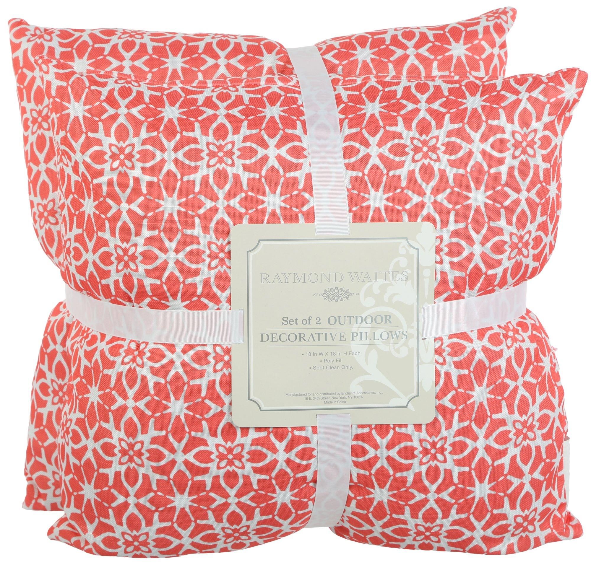 2 Pk Floral Outdoor Decorative Throw Pillows - Coral-pillows-4440696362891  | Burkes Outlet | bealls