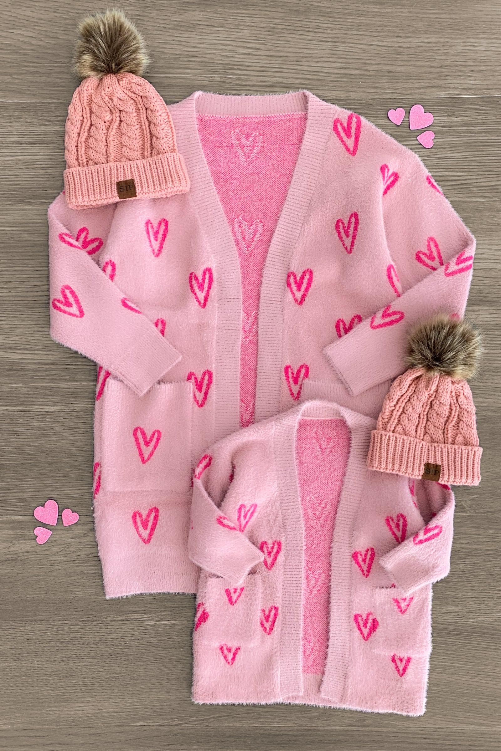 Mom & Me - Pink Heart Cardigan | Sparkle In Pink
