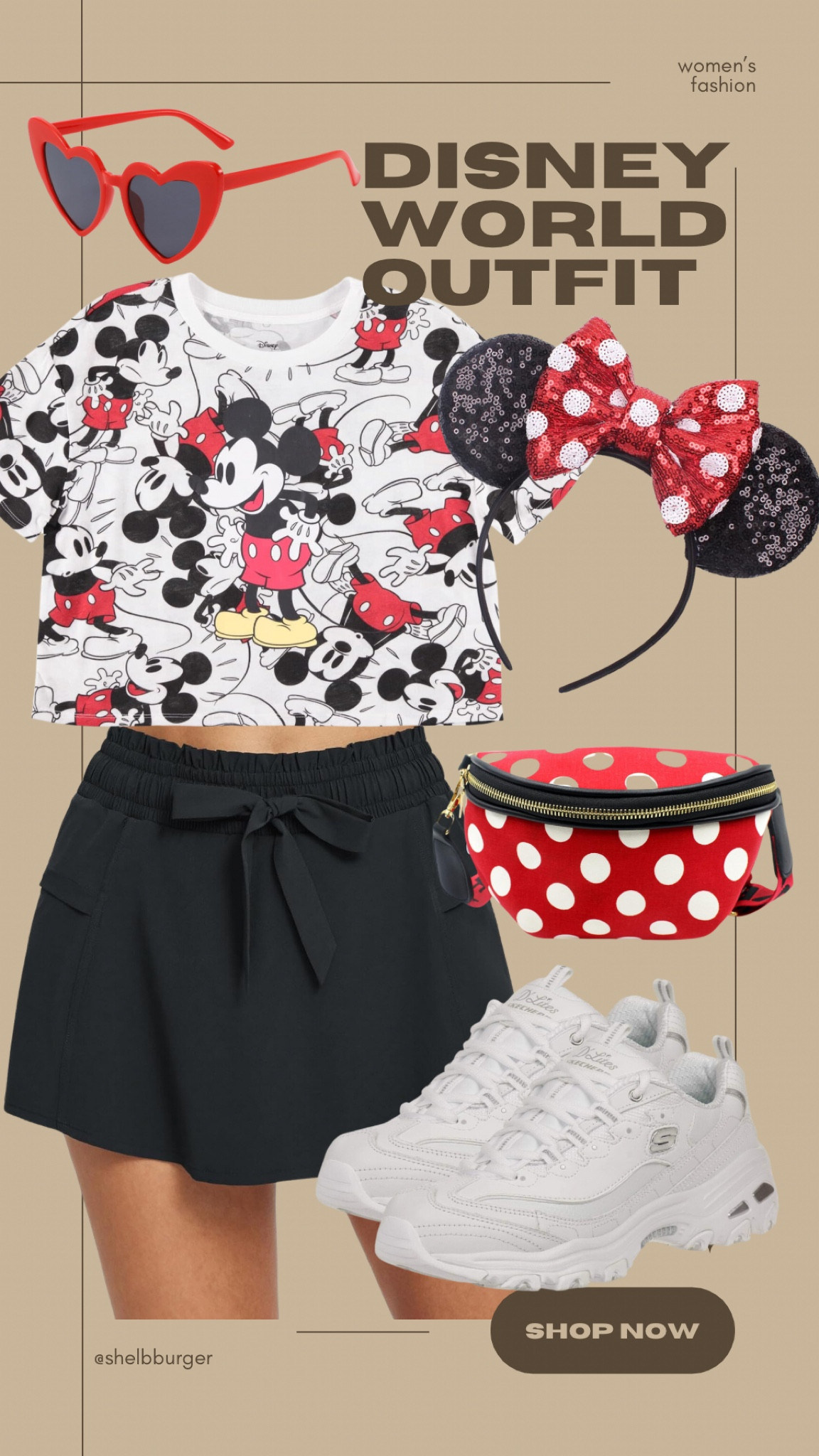 Women’s Disney World outfit all from Amazonn
Classic Mickey Minnie Mouse outfit

Mickey crop top
Athletic skirt
Minnie Mouse polka dot ears
Minnie Mouse polka dot Fanny pack
Red heart sunglasses
Sketchers chunky dad sneakers

#LTKsalealert #LTKfindsunder50 #LTKtravel