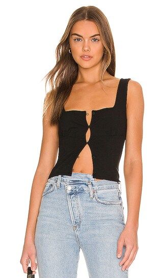 Cindy Square Neck Top in Black | Revolve Clothing (Global)