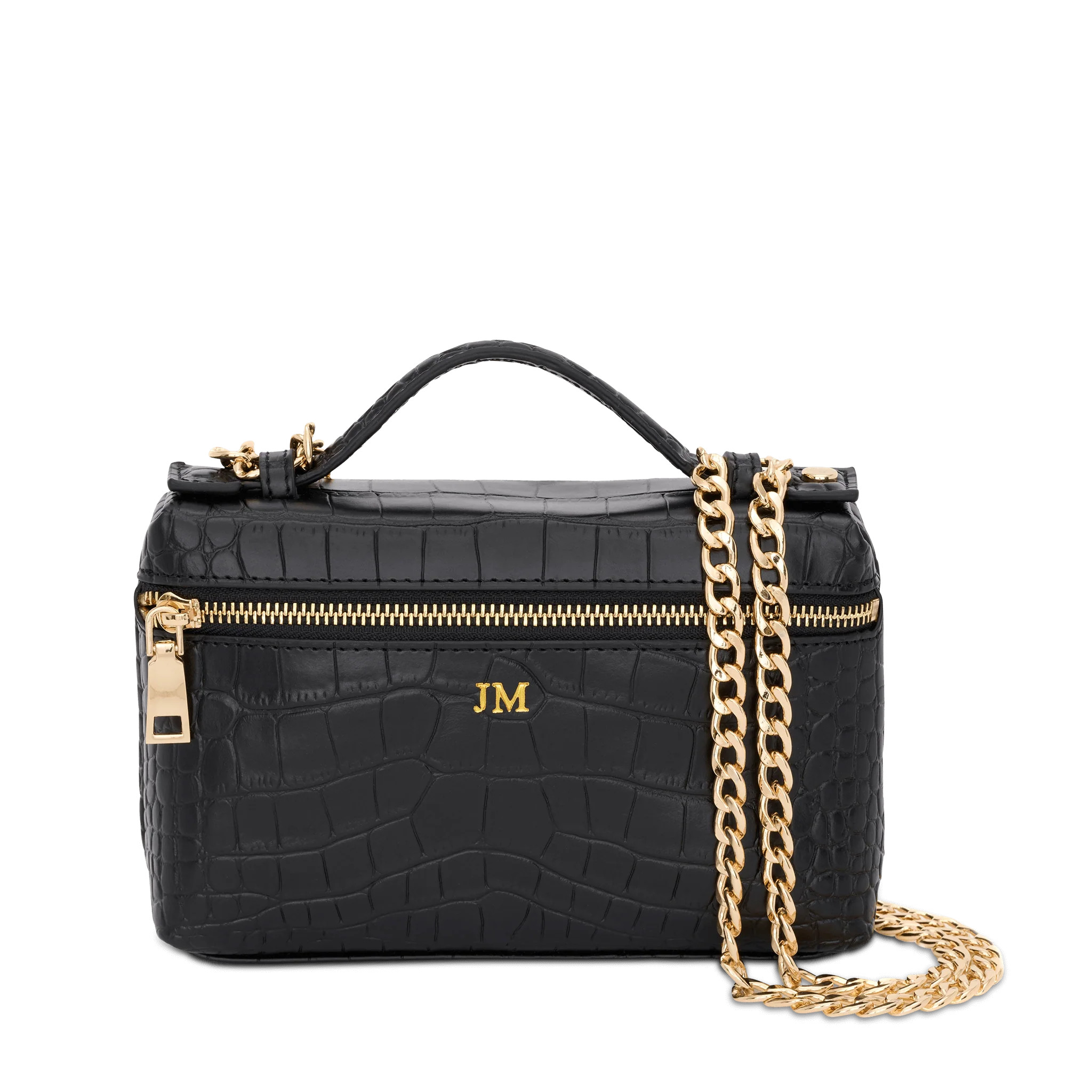 Lily & Bean Eva Chain Bag Texture Black Crocodile | Lily and Bean