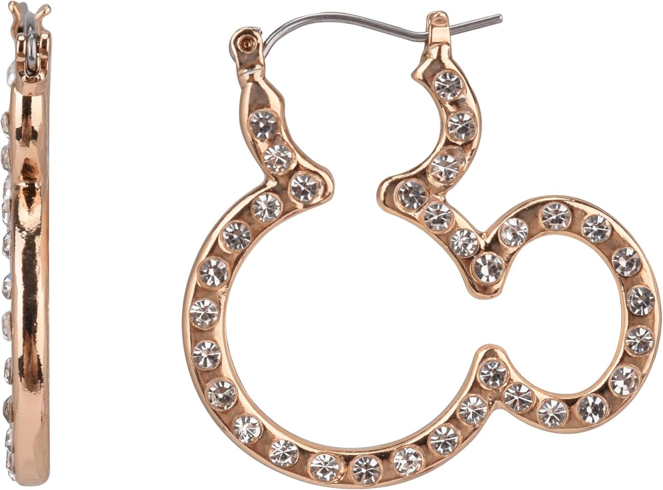 Disney Mickey Mouse Silhouette Hoop Earrings, Jewelry Gift Box, Gold Tone Enamel with Pave Stone ... | Amazon (US)