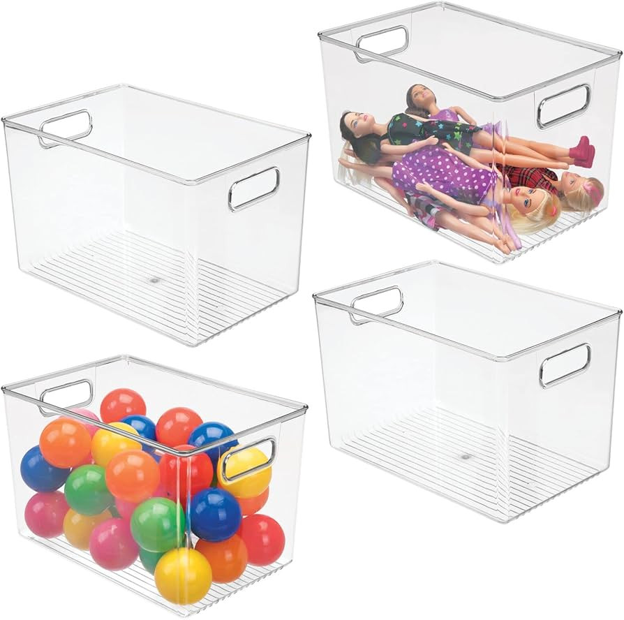 mDesign Deep Plastic Home Storage Organizer Bin with Built-in Handles for Cube Furniture Shelving... | Amazon (US)