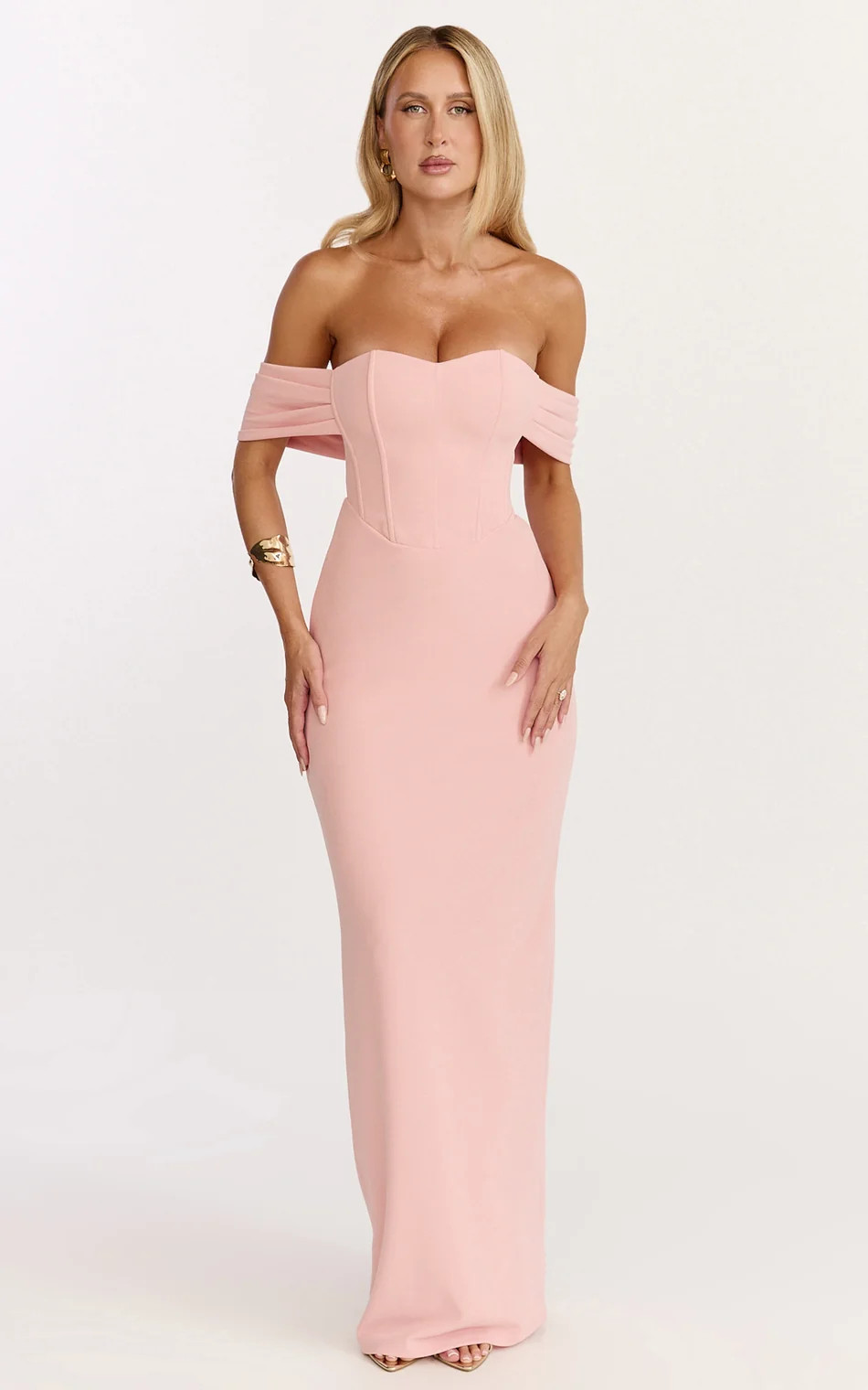 Off Shoulder Corset Bodice Lace Up Back Dress in Pink | Showpo (ANZ)