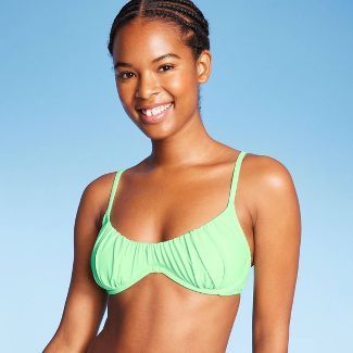 Women's Shirred Underwire Bikini Top - Wild Fable™ Light Green | Target